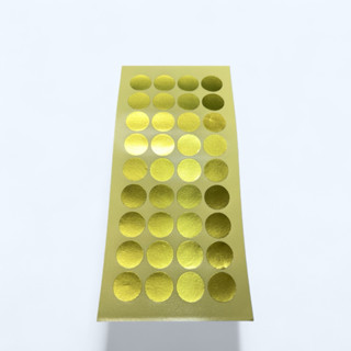 สติ๊กเกอร์กระดาษฟลอย์ สีทอง วงกลม 19 มม. เนื้อฟอยด์ ทอง สวยส…