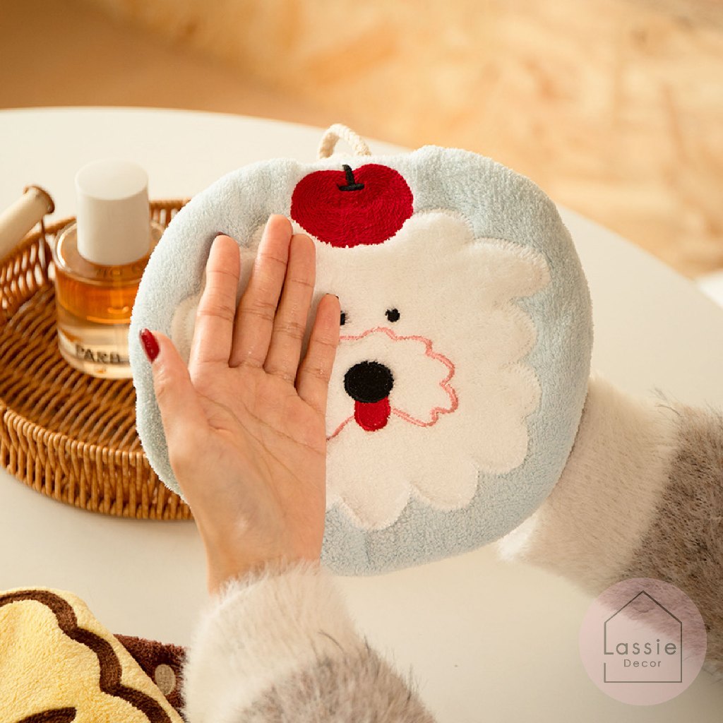 NEW 🍉ผ้าเช็ดมือแขวน Puppy Blossom Pastel น้องน่ารักฟูฟ่อง ลายน่ารักเกินต้าน นุ่มละมุนซับน้ำได้ดี 🥤LassieDecor - รูปที่ 2