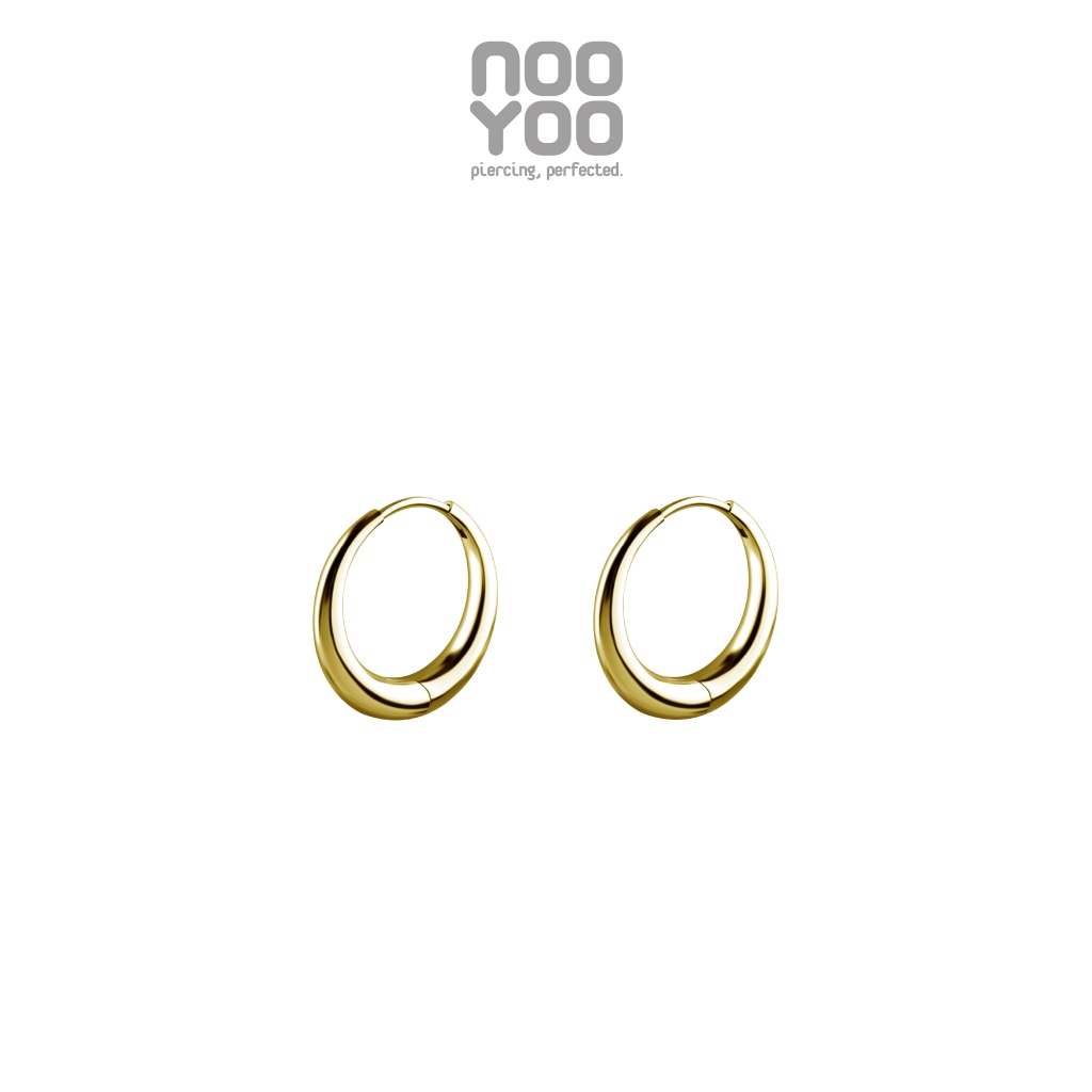 NooYoo ต่างหูสำหรับผิวแพ้ง่าย CoCr NF 4mm Plain Hoops (สีขาว/สีทอง)