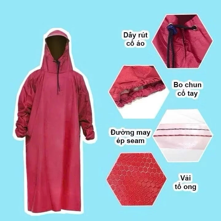 เสื้อกันฝนผู้ใหญ่ แขนยาวจั๊ม ผ้าหนา กันน้ำ หลายสี thumbnail 10