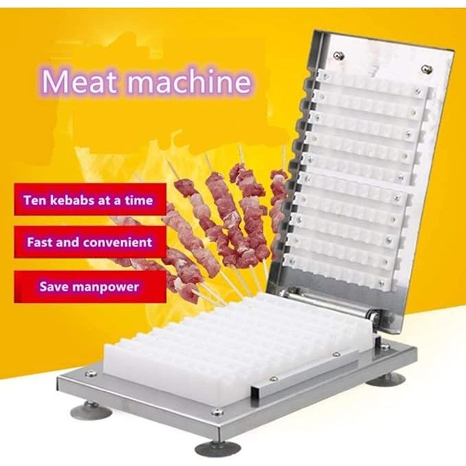 เครื่องเสียบไม้เคบับ Manual Kebab Skewer Machine แบบใช้มือ เครื่องเสียบเนื้อเชิงพาณิชย์สแตนเลส