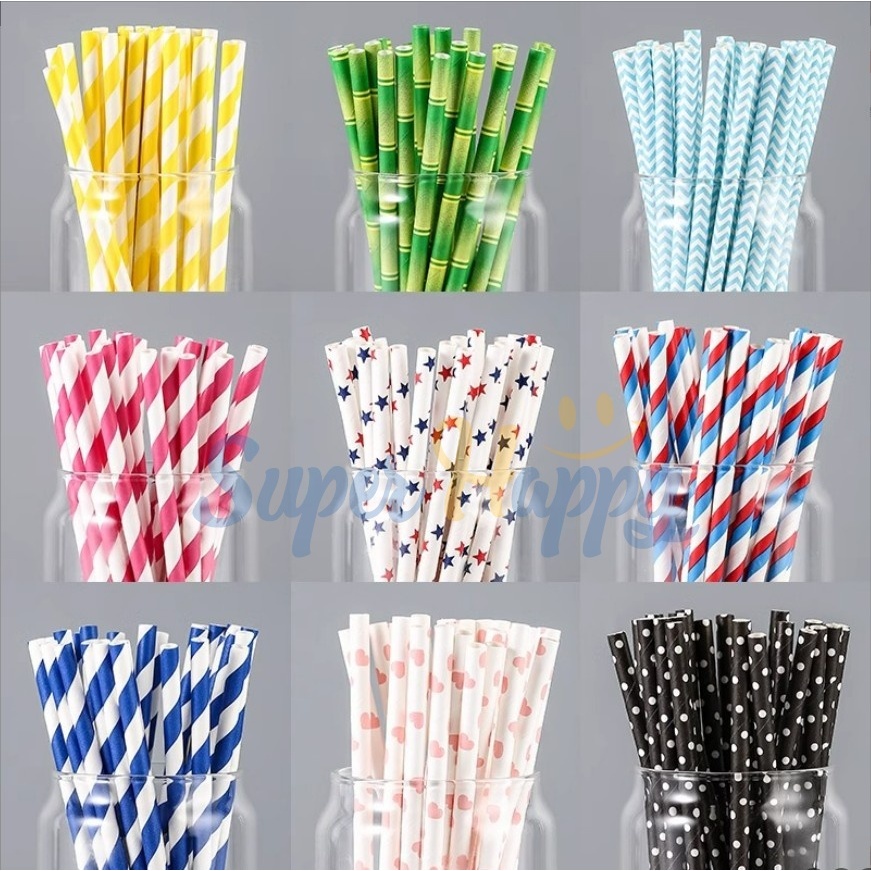 หลอดกระดาษ( Pack10/25ชิ้น) ย่อยสลายได้ หลอดดูดน้ำรักษ์โลก หลอดใช้แล้วทิ้ง(Paper Straw Biodegradable)