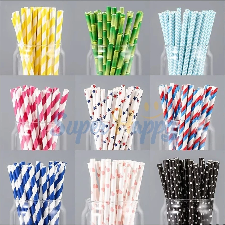 หลอดกระดาษ( Pack10/25ชิ้น) ย่อยสลายได้ หลอดดูดน้ำรักษ์โลก หลอดใช้แล้วทิ้ง(Paper Straw Biodegradable)