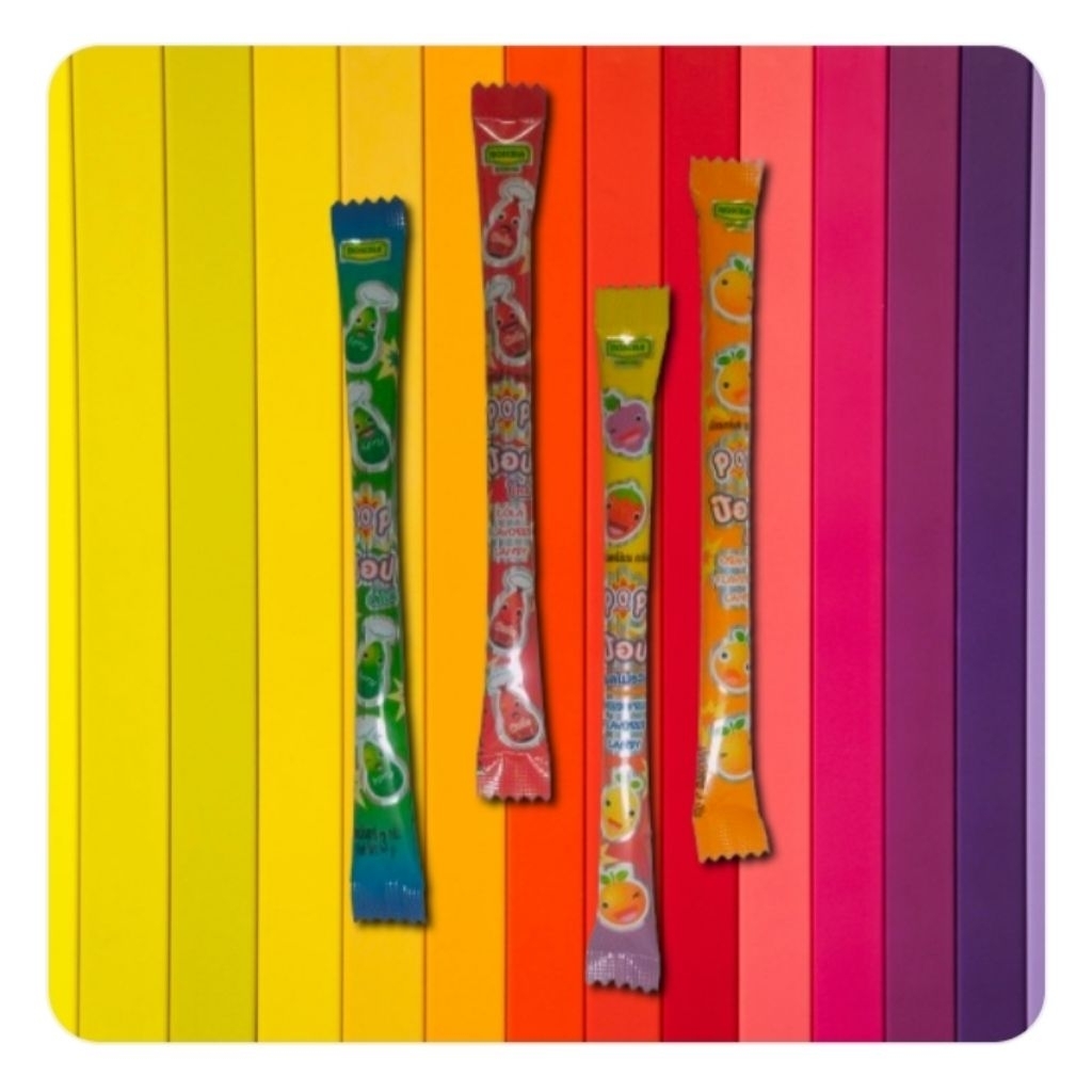 Pop ป็อป เม็ดอมกลิ่นผลไม้ 4 รส 4 แบบ ตราโรสเซล่า ขนมย้อนวัย ขนมยุค90 อร่อยแค่อ้าปากเท