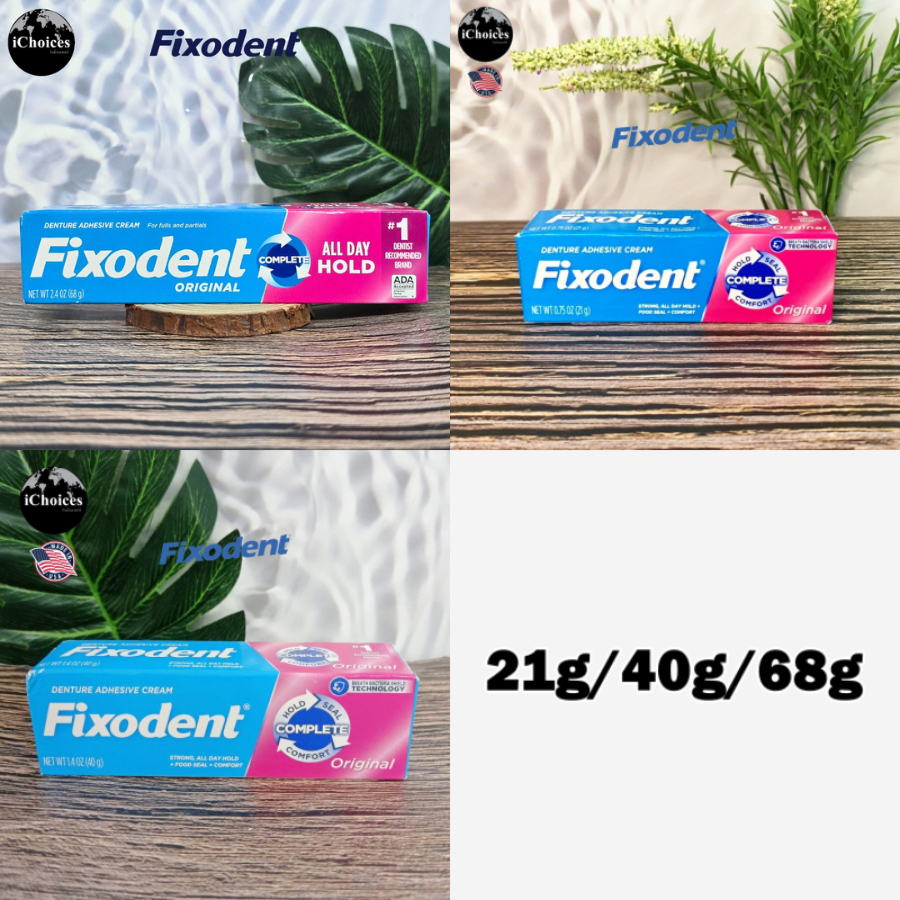 [Fixodent] Denture Adhesive Cream Complete, Original 21,40,68 g ฟิกโซเดนท์ ครีมติดฟันปลอม
