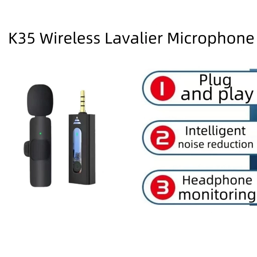 K35 อะแดปเตอร์ไมโครโฟนไร้สาย 3.5mm ขนาดเล็ก ตัดเสียงรบกวน