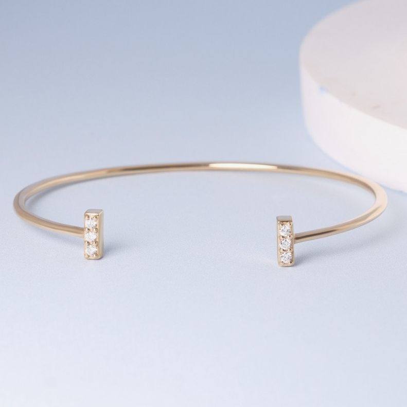 กำไลทองแท้ 9K Bar Diamond Bangle