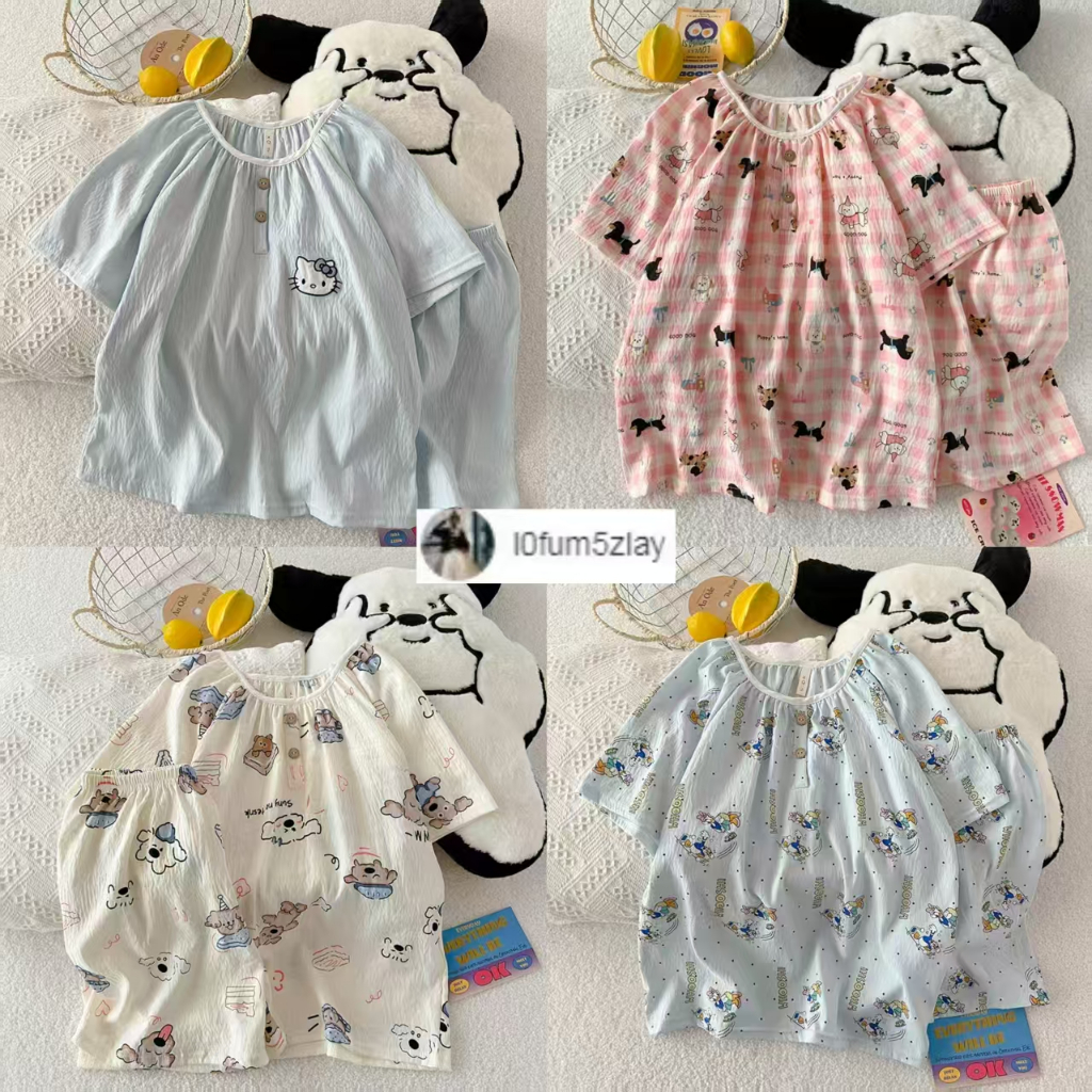 ชุดนอนแขนสั้น， ชุดนอนคอกลม，การ์ตูน 14 แบบ， ผ้าฝ้ายเมฆนุ่ม， ขาสั้น+เสื้อ，M-2XL ราคา ถูกที่สุด ดีลบีเคเค รูปภาพหลัก