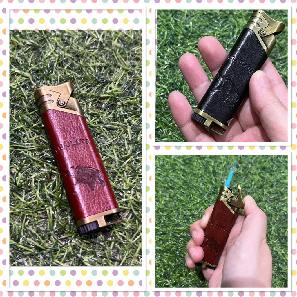 ไฟแช็คลายช้าง สีดำ สีน้ำตาล คุณภาพดี