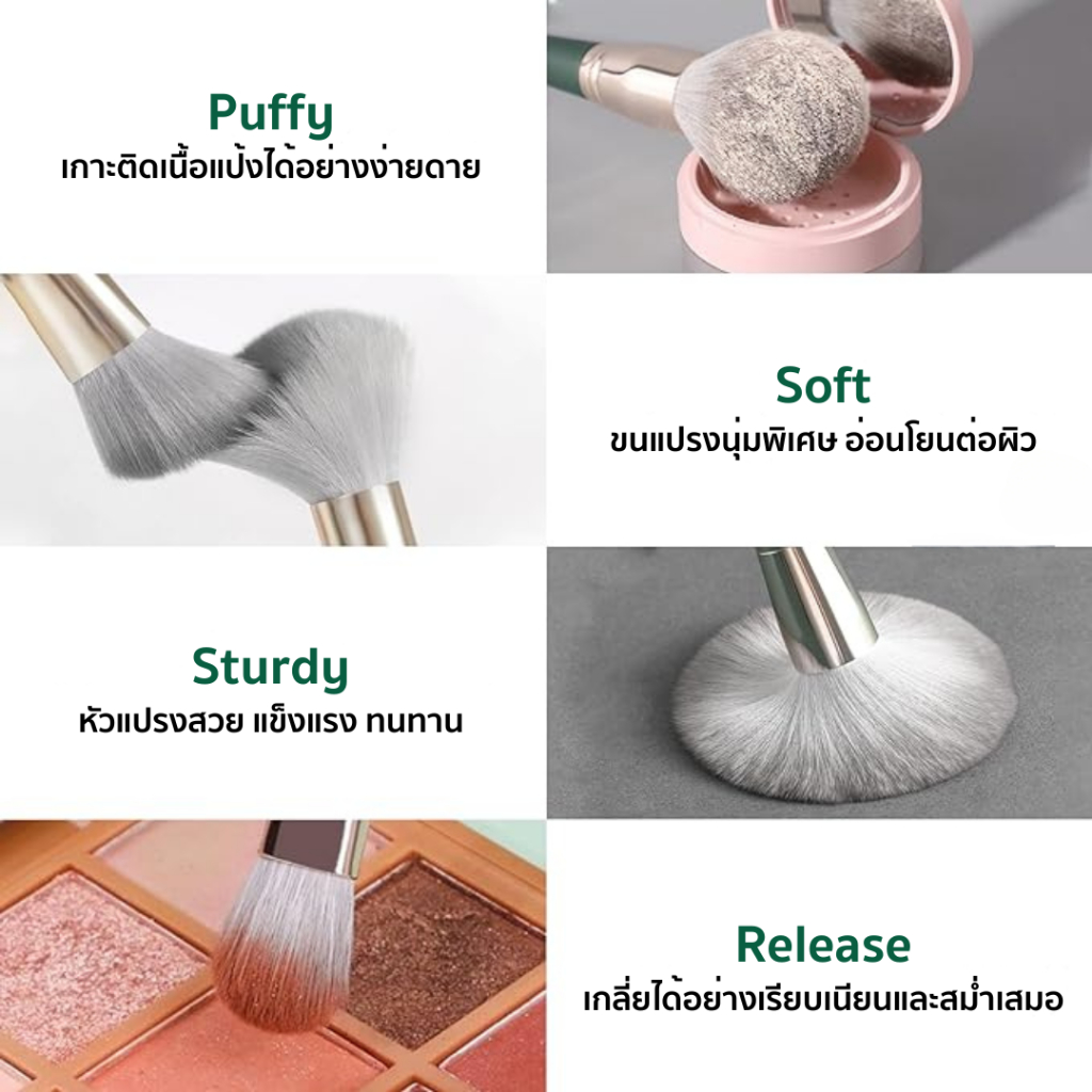 ListonX ชุดแปรงแต่งหน้า(เขียวเหนี่ยวทรัพย์) เกรดพรีเมียม 14 ชิ้น (ขนนุ่มพิเศษ) | ชุดแปรงแต่งหน้ามืออาชีพ - รูปที่ 4