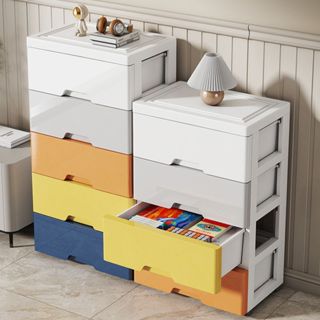 MULI ลิ้นชักใส่เสื้อผ้า ลิ้นชักเล็ก มีล้อ 3-7ชั้น สีขาว สามา…