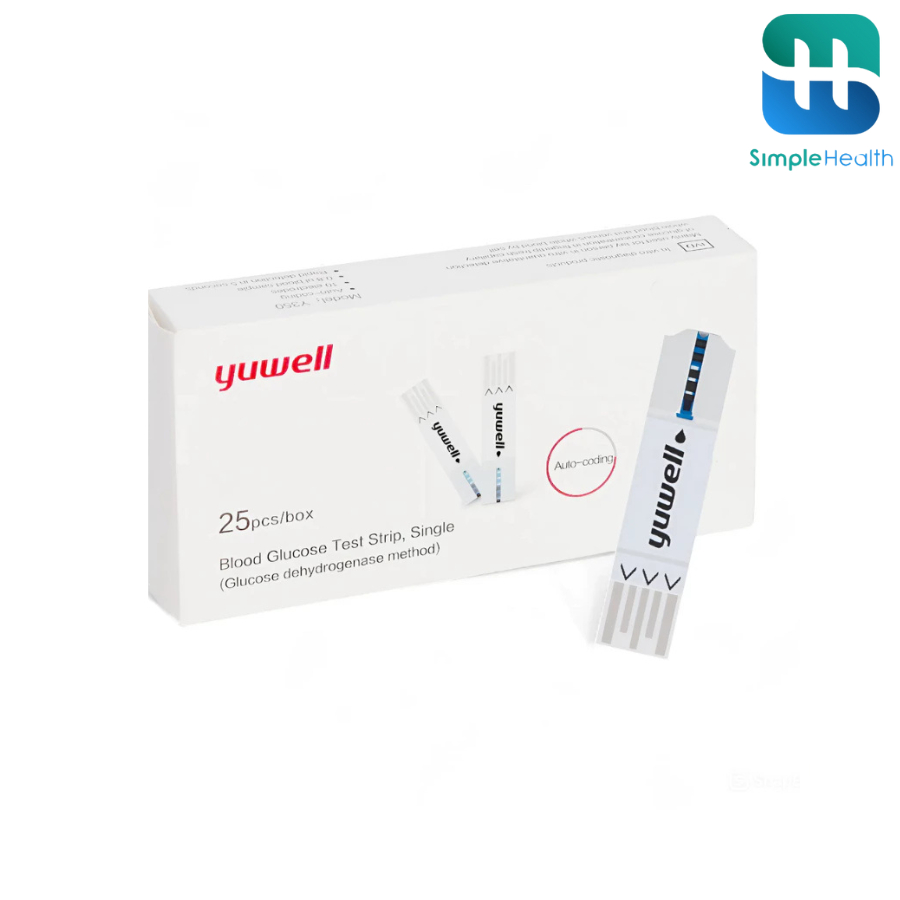 Simple Healthcare แผ่นตรวจน้ำตาลในเลือด ชุดตรวจน้ำตาล แผ่นตรวจน้ำตาล Blood Glucose Test Strip แสดงผลรวดเร็ว แม่นยำ