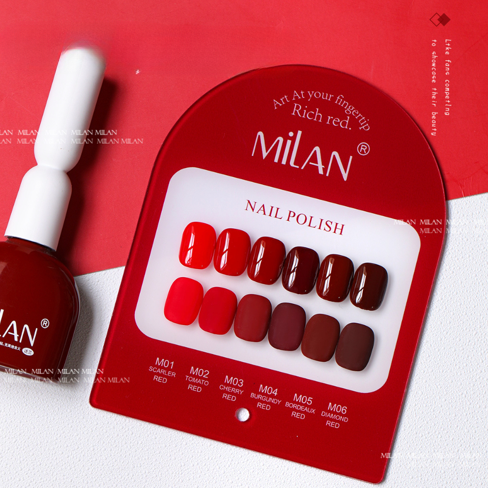 สีเจล Milan โทนสีแดง 6 สี แถมชาร์ตสี เนื้อสีแน่น รุ่น Richred