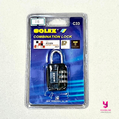 ํYOJI ONLINE กุญแจล็อครหัส 30มิล C33 Solex สีดำ