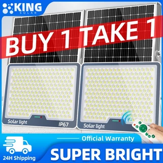 KING【ซื้อ1แถม1】ไฟโซล่าเซลล์ ไฟสปอร์ตไลท์ 800000W Solar Light LED แสงขาว IP67 กันน้ำและกันฟ้าผ่า ไฟโซล่าเซลล์สว่างทั้งคืน