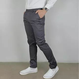 กางเกงสแล็คผู้ชายทรงขาเดฟผ้ายืด ใส่ทำงาน ใส่เรียนผ้าเสริท