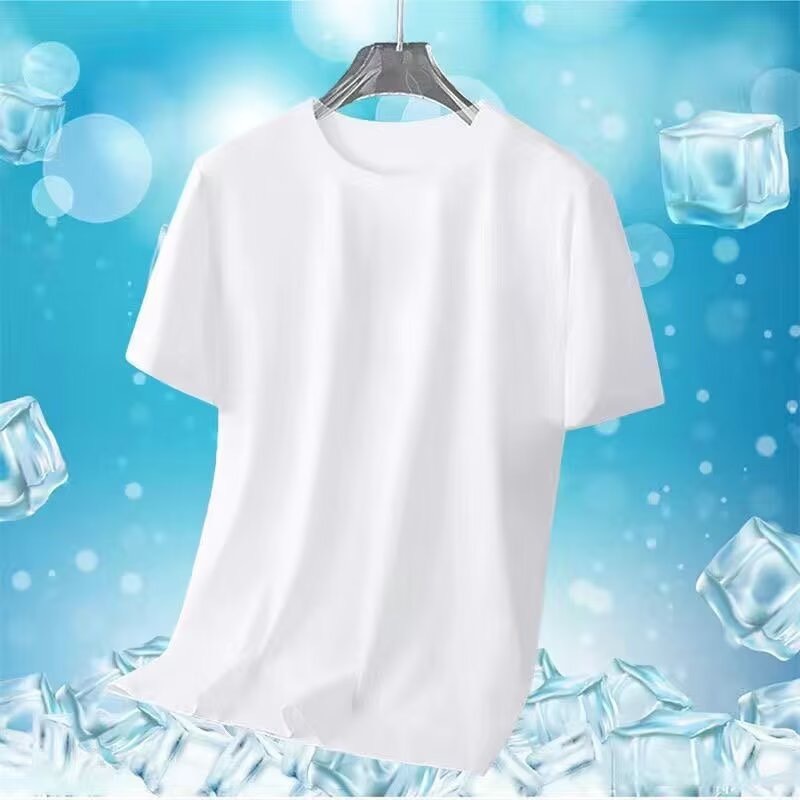 เสื้อยืดแขนสั้นคอกลมลายพื้นสำหรับผู้ชายอินเทรนด์ เนื้อผ้านิ่มเย็นใส่สบายสไตล์เกาหลี