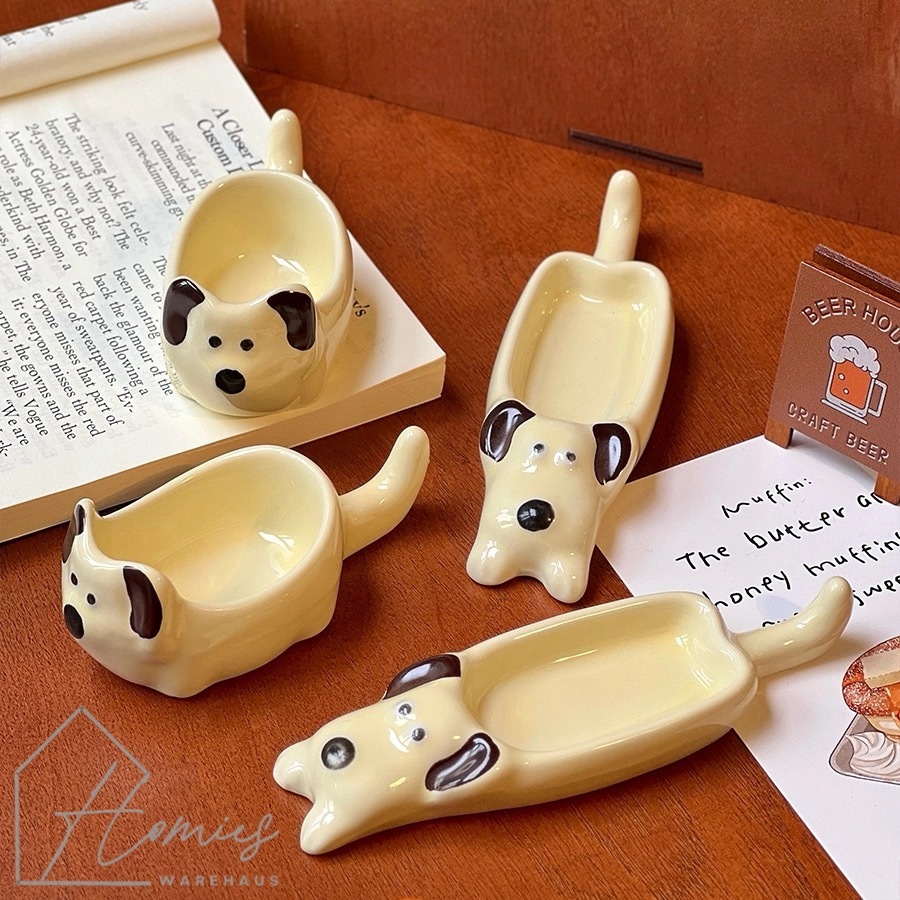 【พร้อมส่ง】🍽️🐶 ถ้วยน้ำจิ้ม เซรามิก ลายน้องหมา สุดคิ้วท์ หางสามารถวางตะเกียบได้ สไตล์เกาหลี ถ้วยอาหารแฮมเตอร์ - รูปที่ 4