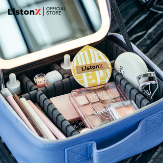 ListonX [ฟรี!ฟองน้ำแต่งหน้า] กระเป๋าเครื่องสำอางพร้อมกระจกไฟ LED (Premium Makeup Bag with Light Up Mirror)