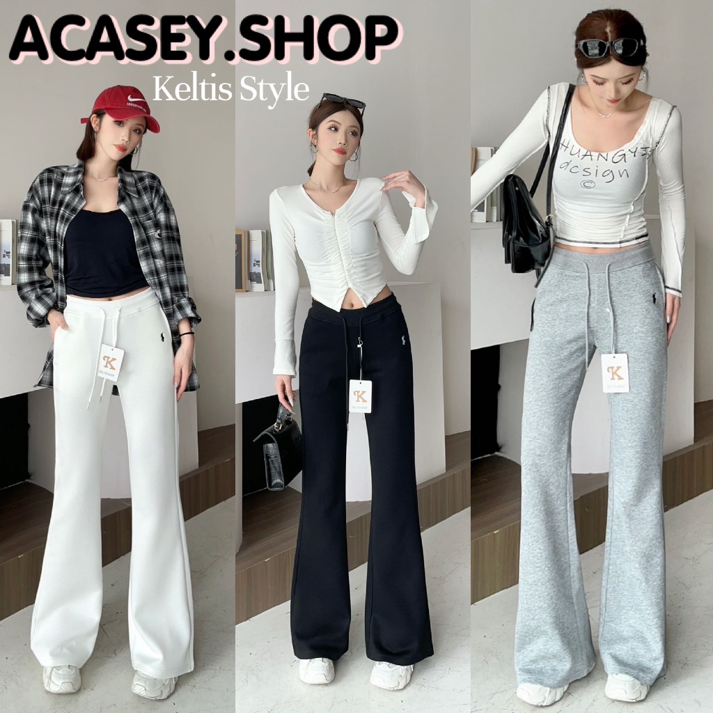 Acasey กางเกงขาม้า ขาม้างานปัก ป้าย keltis  #1060