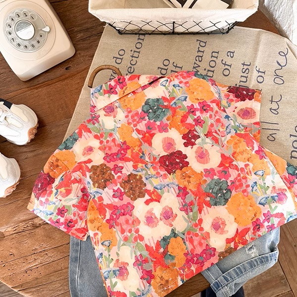 aililai1688 เสื้อเชิ้ตสำหรับเด็กผู้ชาย สีส้มลายดอกไม้ ที่โดดเด่นมองเก็นมาแต่ไกลไซส์ 120-160 พร้อมส่ง - รูปที่ 7