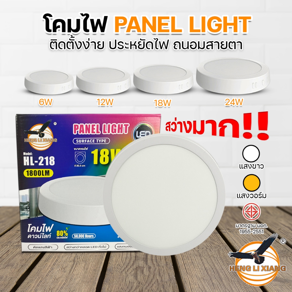 ยี่ห้อ HLX ของแท้ โคมไฟดาวน์ไลท์ มินิมอล โคมไฟเพดาน สว่างมาก หลอดไฟ LED ไฟพาเนล ไฟเพดาน