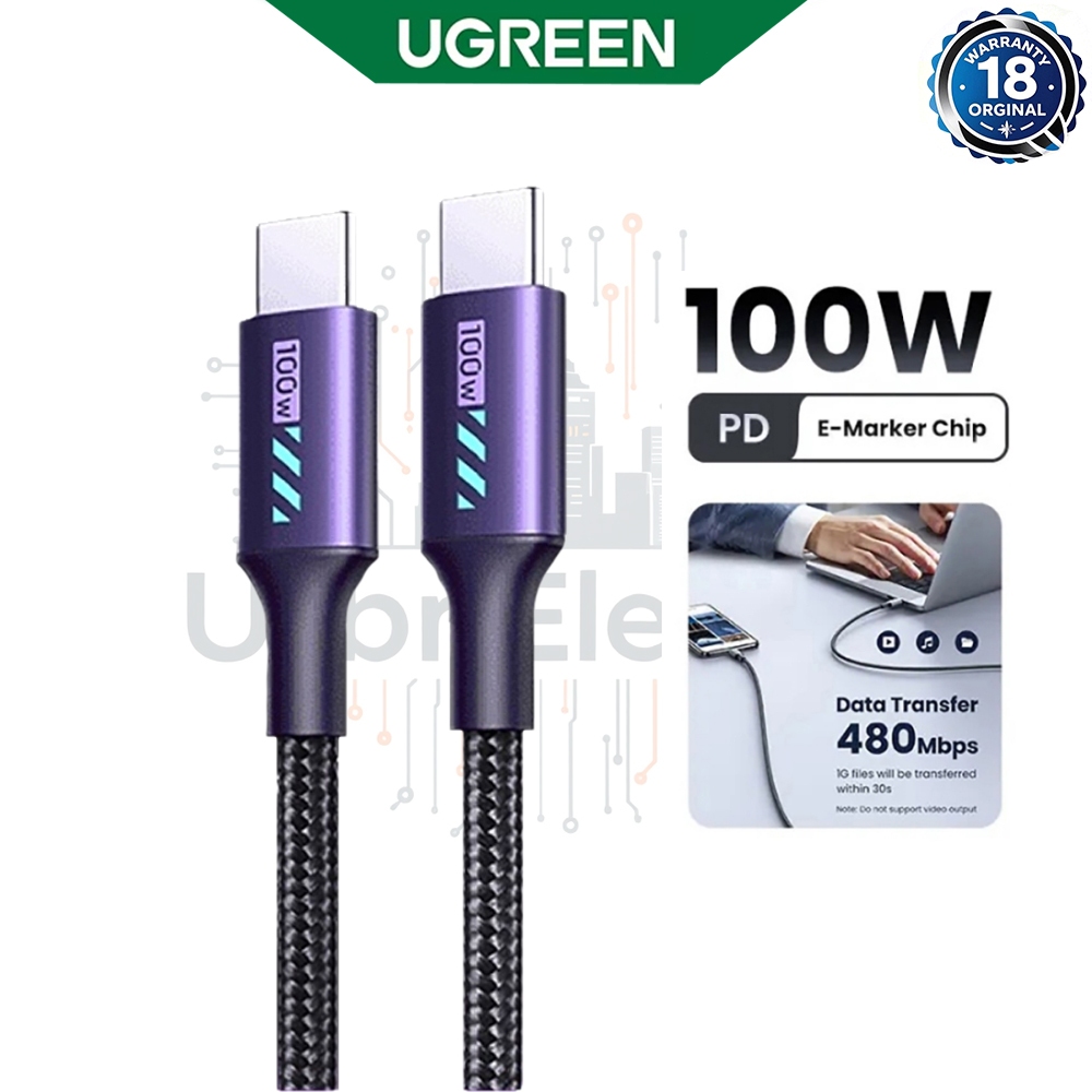 UGREEN สาย USB-C 100W สายชาร์จเร็ว 240W สาย USB Type C ถึง C ที่รองรับการชาร์จเร็ว