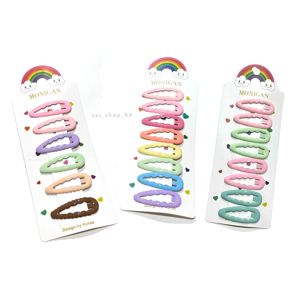 🌈กิ๊บติดผม กิ๊บเป๊าะแป๊ก กิ๊บป๊อกแป๊ก แบบหยัก แผง8ชิ้น