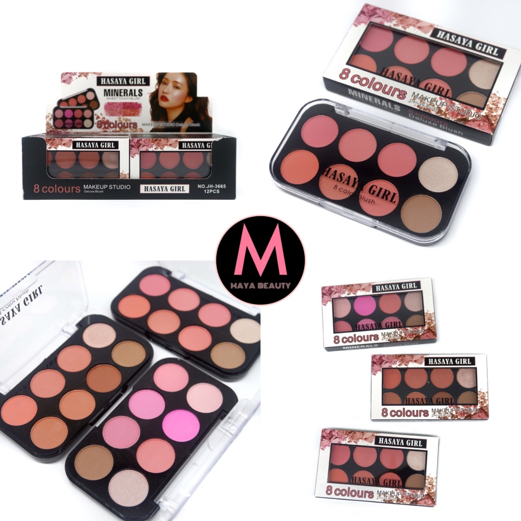 {12พาเลท} HASAYA GIRL Minerals Makeup Blush บลัชออนหลากสี ผสมชิมเมอร์ ให้ใบหน้ามีสีสัน no.JH3665