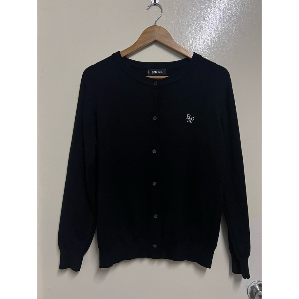 มือ 2 เสื้อคลุม เสื้อคาดิแกน ป้าย Beming (size S อก 40“) สีดำ BMG Knit Cardigan ผ้าไหมพรม