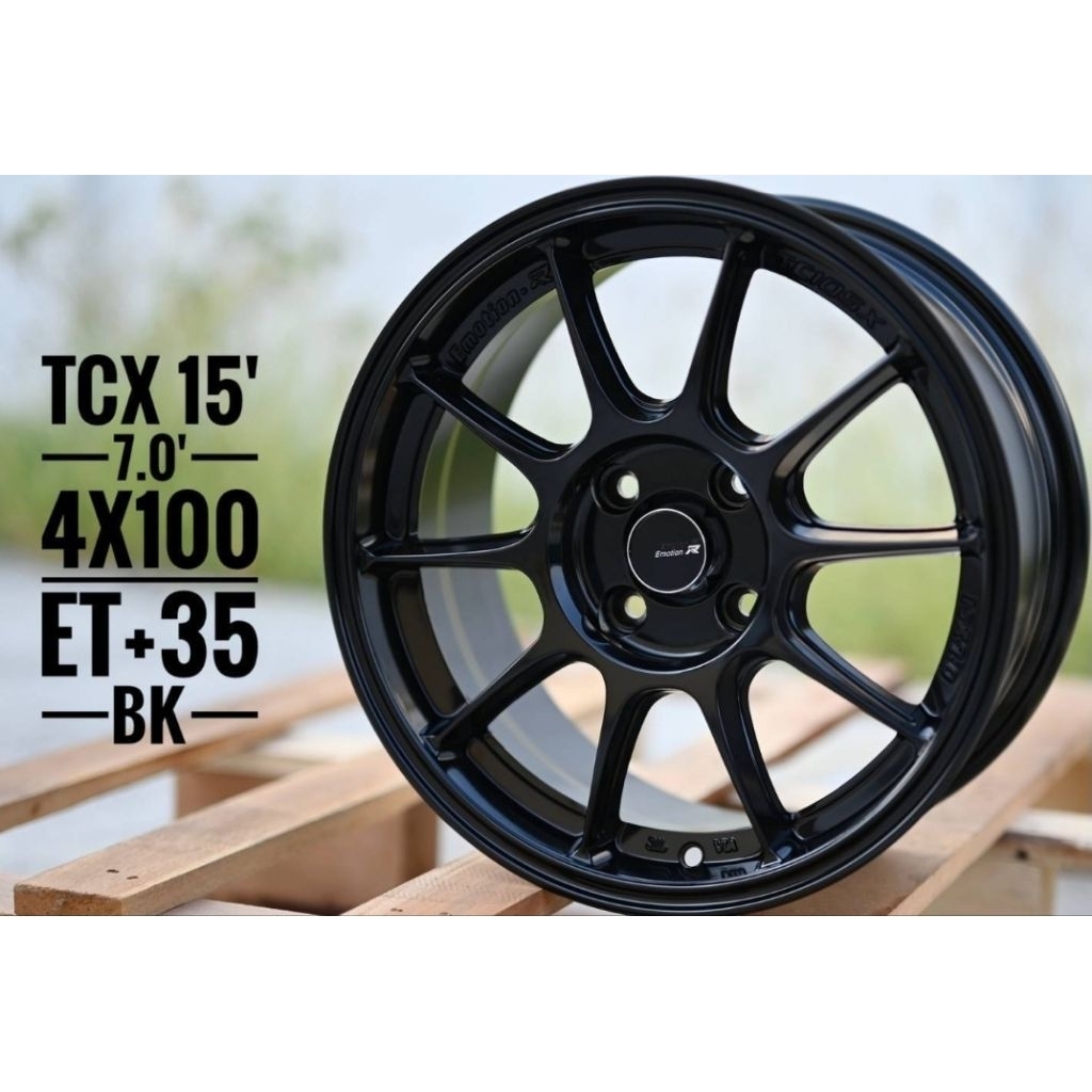 ล้อแม็กซ์ EMOTION R TCXขอบ15 4รู100กว้าง7นิ้ว ET35 สีดำเงารถเก๋ง แข็งแรง งานEmotionบริษัทในเครือเลนโ