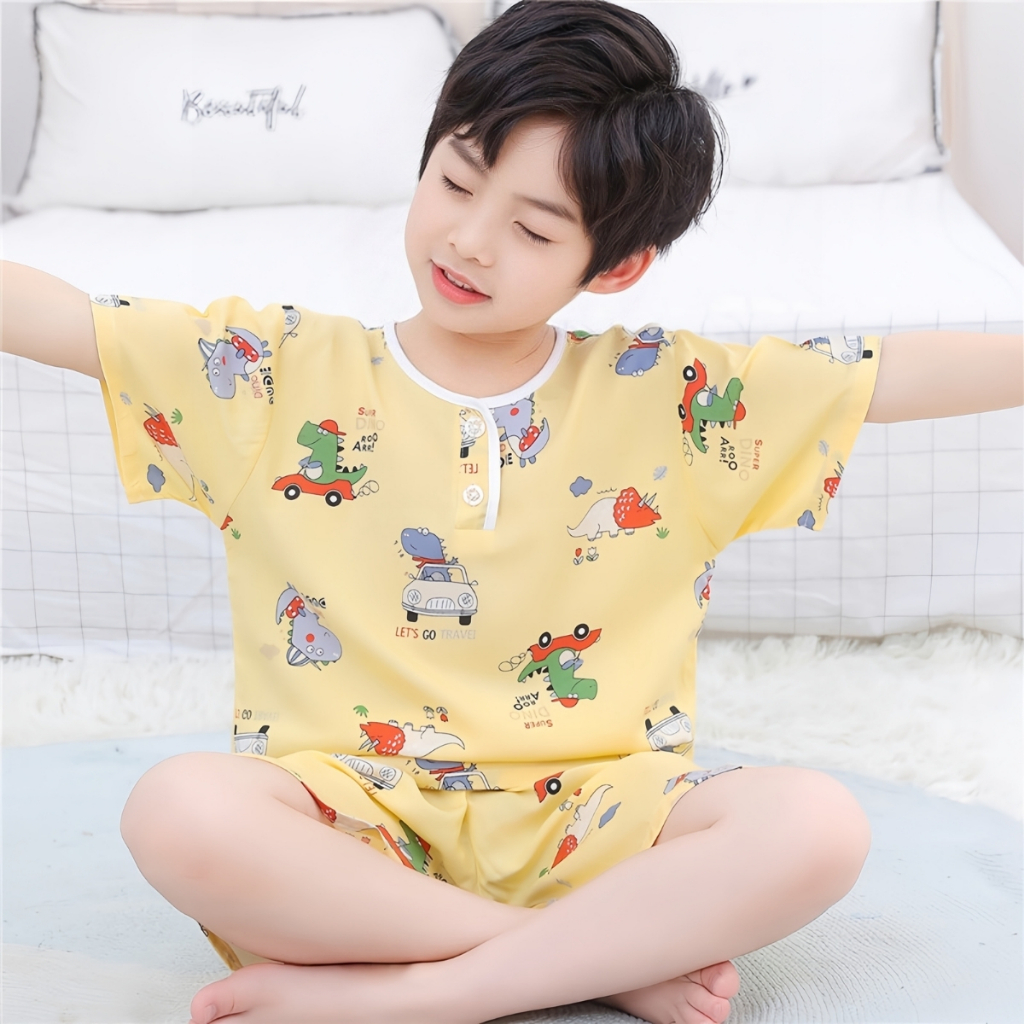 BABY STARSHOP เสื้อผ้าเด็กน่ารัก ชุดนอนเด็ก ชุดเด็กคู่ชายหญิง 💖 สส 90-150CM ลายน่ารักเกินต้าน ระบายอากาศได้ดี M-025 - รูปที่ 7