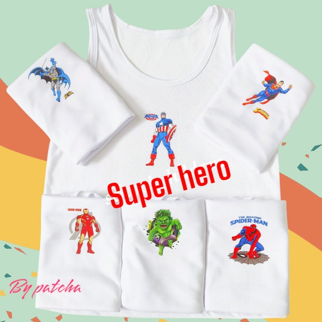 ‼️ Super hero ‼️เสื้อกล้ามเด็กชาย ซุปเปอร์ฮีโร่คละแบบ ลายลิขสิทธิ์ ผ้าคอตตอนสวมใส่สบาย งานสวย อายุ1-12ขวบ