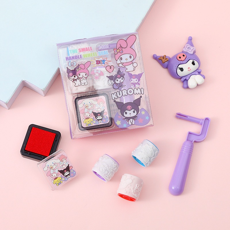 ตัวปั๊มสแตมป์ Sanrio Kitty ลูกกลิ้งทาสี เปลี่ยนหัวได้ โรลเลอร์ 3 แบบ ตัวปั๊มพร้อมหมึก ลายการ์ตูนน่ารัก ตกแต่งสมุด DIY
