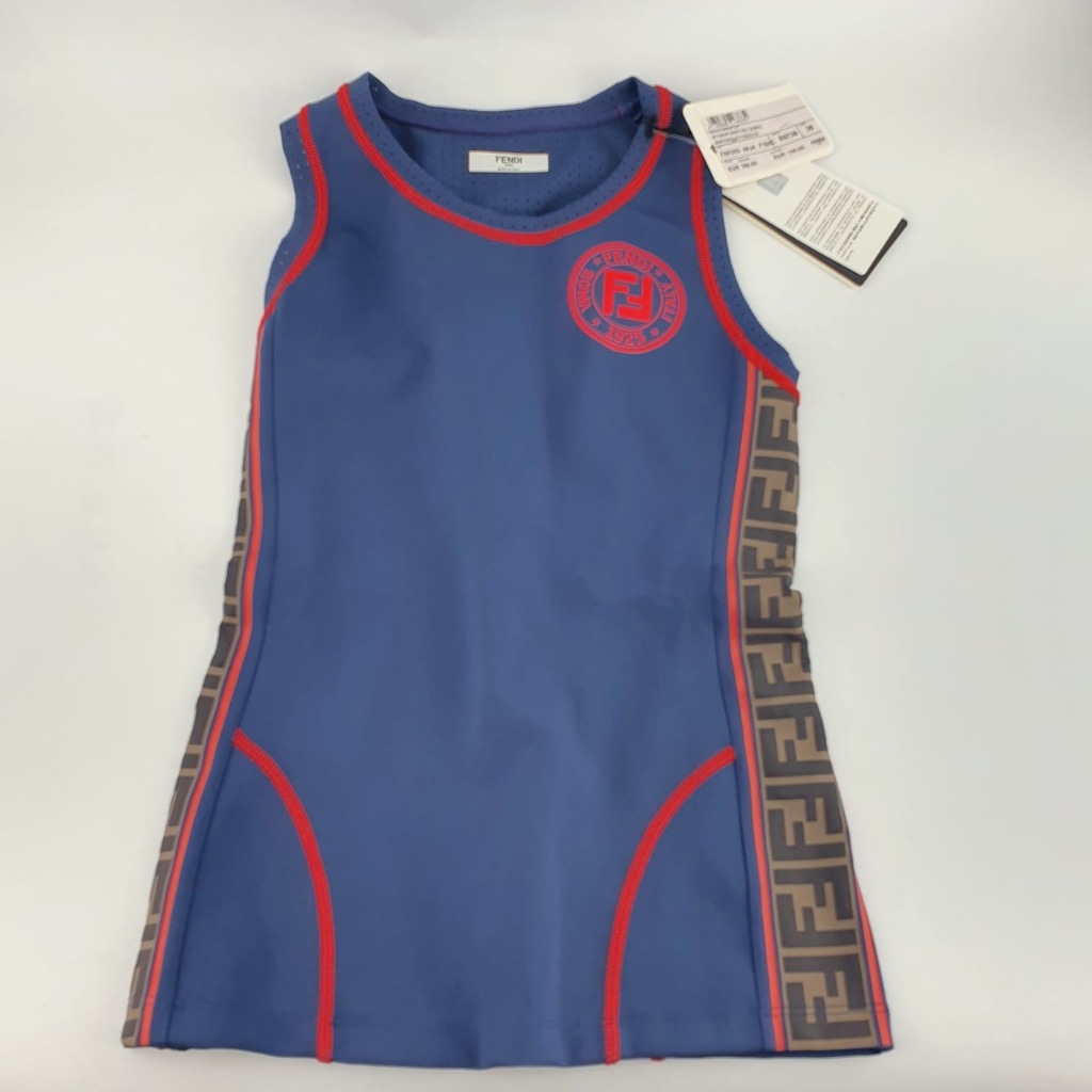เสื้อออกกำลังกายผู้หญิง New Fendi Canotta Fendirama Fitness in Blue สีน้ำเงิน