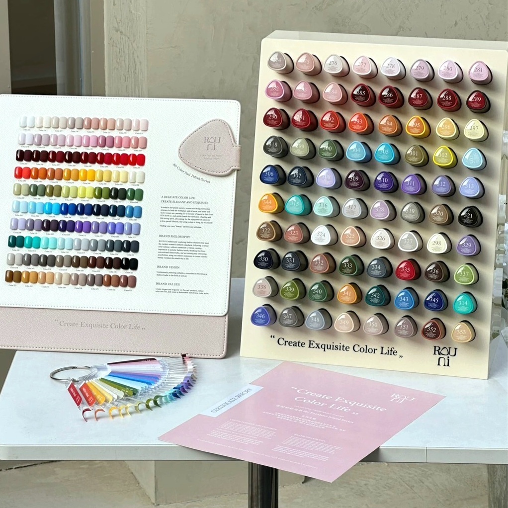 เซตสีเล็บเจลจีน🇨🇳 ROUNI Nail gel 80 สีพื้น 🆓️สแตนด์โชว์และชาร์ตสีสำเร็จรูป