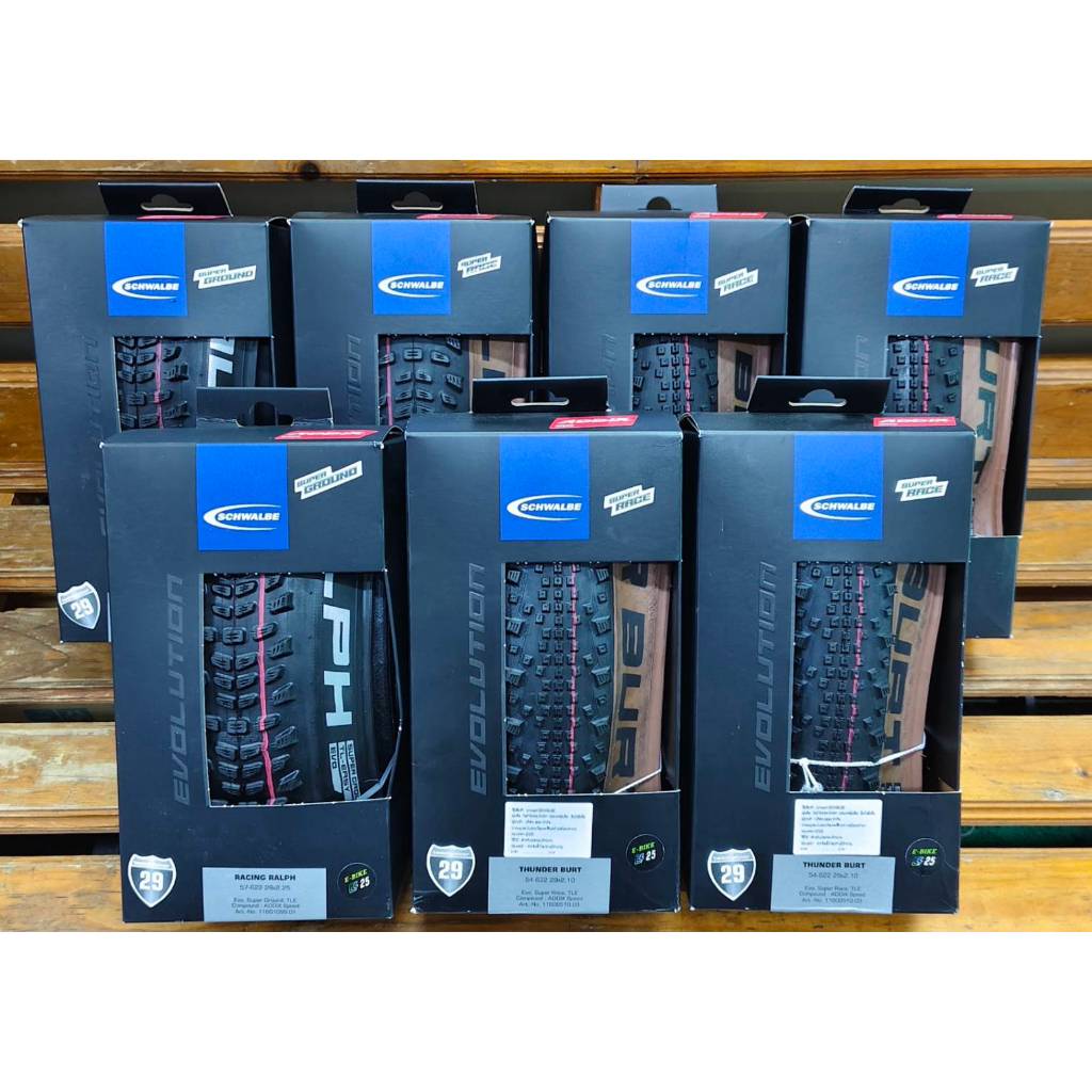 ยาง SCHWALBE เสือภูเขา THUNDER BURT, ขอบพับTL 29x2.10, 29x2.25 27.5x2.1.แก้มดำ, แก้มน้ำตาลขอบแก้ว