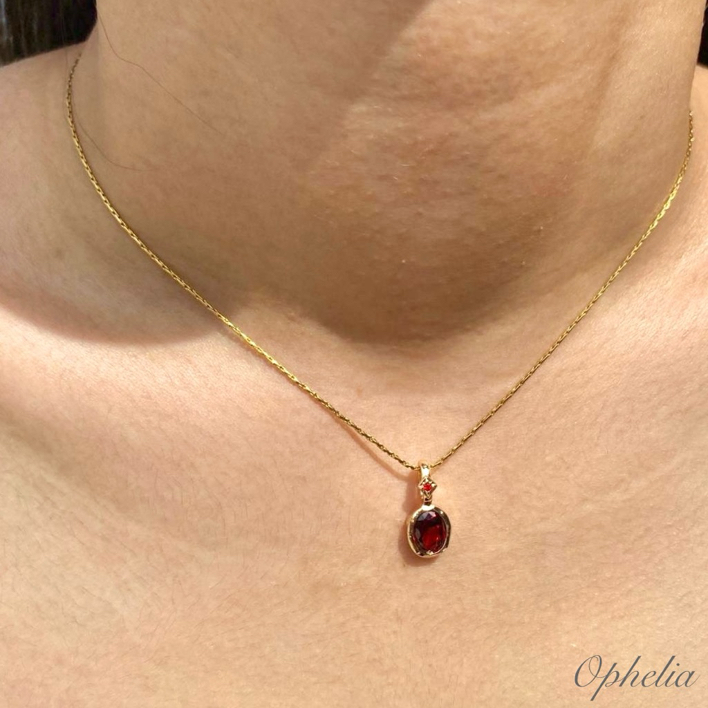 สร้อยคอสแตนเลสสีทองพร้อมจี้เดือนเกิด Birthstones รูปที่ 2