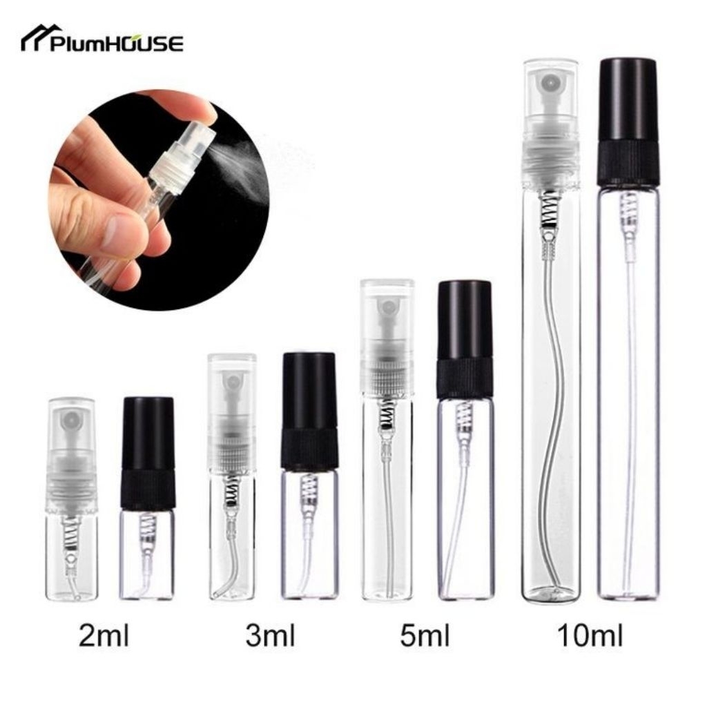 ขวดสเปรย์ ขวดแก้ว ฝาพลาสติกสีดำ / สีขาว / สีใส ขนาด 10มิล perfume bottle spray 10ml glass black / white / clear