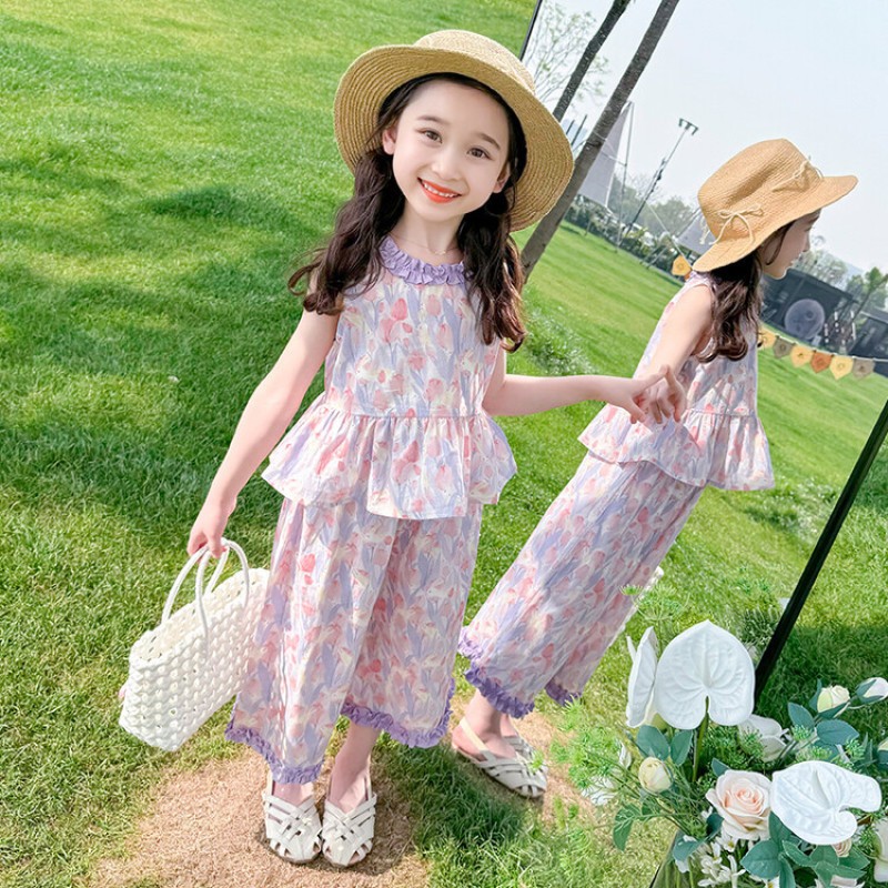 💥ส่งจากไทย💥ชุดเซ็ตเด็กผู้หญิง เสื้อ+กางเกงขายาว 2-8 ขวบ CK245