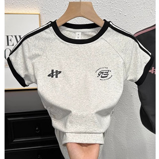 Y6Y - เสื้อยืดแขนสั้นพิมพ์ลายตัวอักษรแฟชั่นสำหรับผู้หญิง - เ…