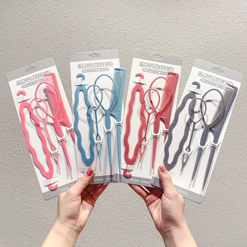 ชุดแตงผม4 ชิ้นติกผูกผม DIY ขี้เกียจ ถักเปีย ผม สกัด สาว บิด บัน จัดแต่งทรงผม เครื่องมือถักเปีย
