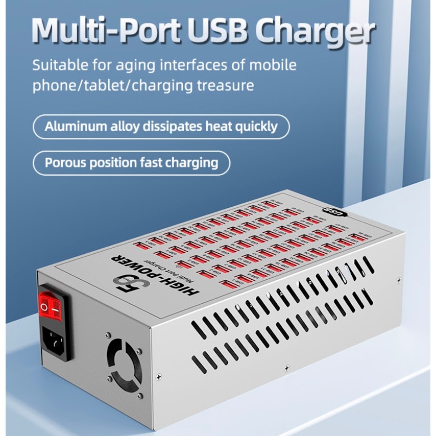 2025 กำลังไฟสูง 200W 50/100พอร์ต เครื่องชาร์จ USB หลายพอร์ตพร้อมสวิตช์ แท่นชาร์จ USB ฮับสำหรับสมารท์ทโฟน