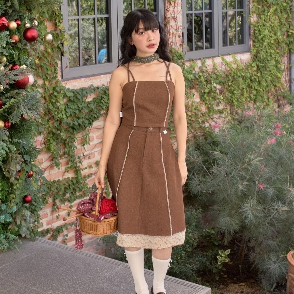 🍞 ส่งต่อ Pokee Windy Top + Skirt M เสื้อ + กระโปรงยีนส์สีน้ำตาล 🌰