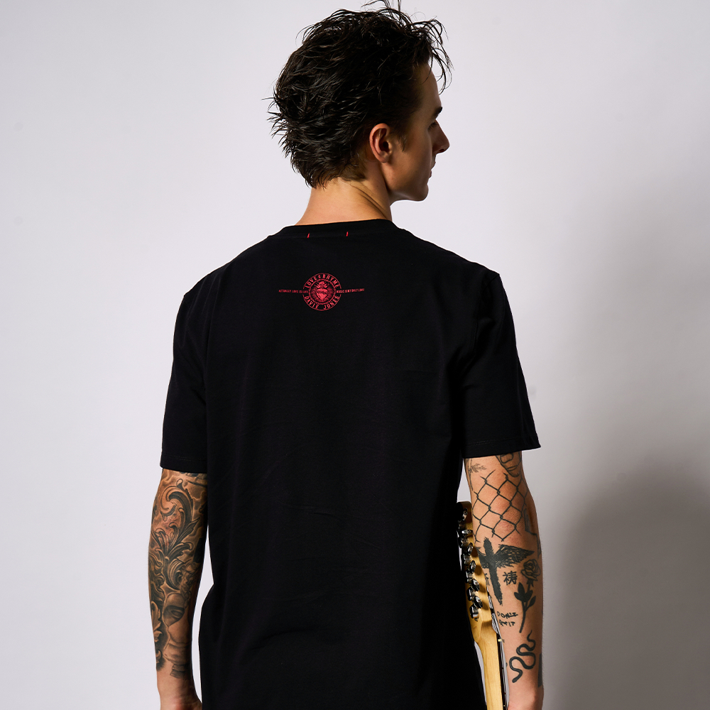DAVIE JONES [ Love & Rhyme ] เสื้อยืด Logo Slim Fit T-Shirt LG0138 สีดำ ขาว แดง - รูปที่ 2