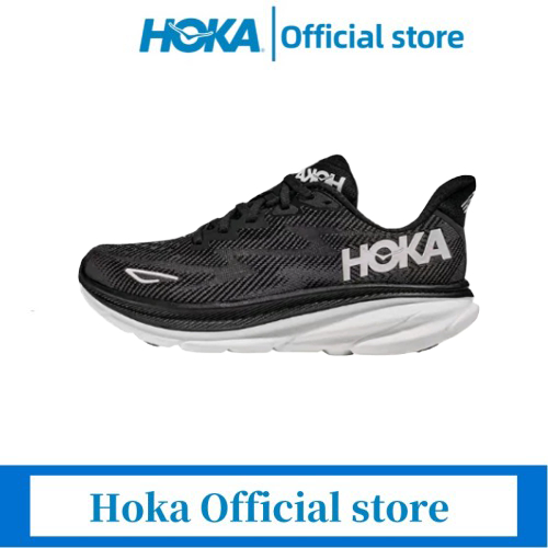 【HOKA Official store】NEW HOKA ONE ONE Clifton 9 รองเท้าผ้าใบ Hoka Black/White Loiw Running Shoes