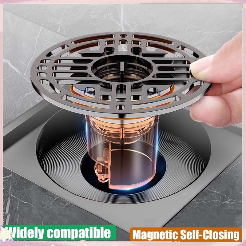 [กทมจัดส่ง]ฝาครอบท่อระบายน้ํา แบบแม่เหล็ก ป้องกันกลิ่น กันแมลง สําหรับติดห้องน้ํา