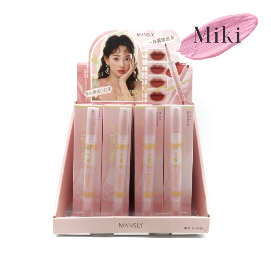 {28แท่ง} MANSLY 2IN1 Lipstick & Lip Liner ลิปสติกแท่งหมุน เนื้อแมทต์ เติมเต็มริมฝีปาก no.M1064