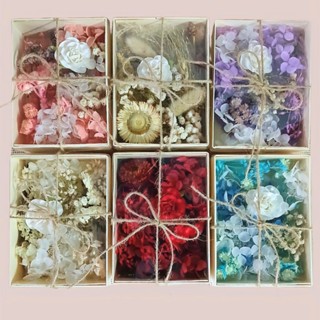 กล่องไม้พร้อมฝาใสใส่ดอกไม้แห้ง กล่องของขวัญสไตล์น่ารัก