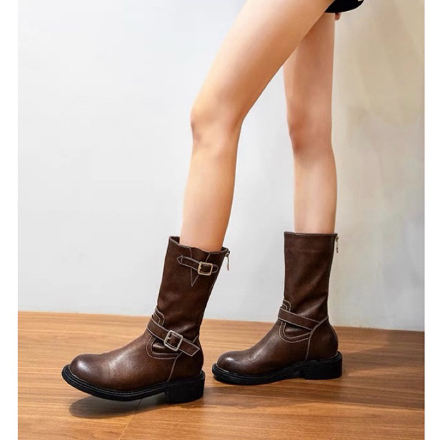 chloe.store 👀พร้อมส่ง 36-40👀 บูทหุ้มข้อสูง ดำและน้ำตาล